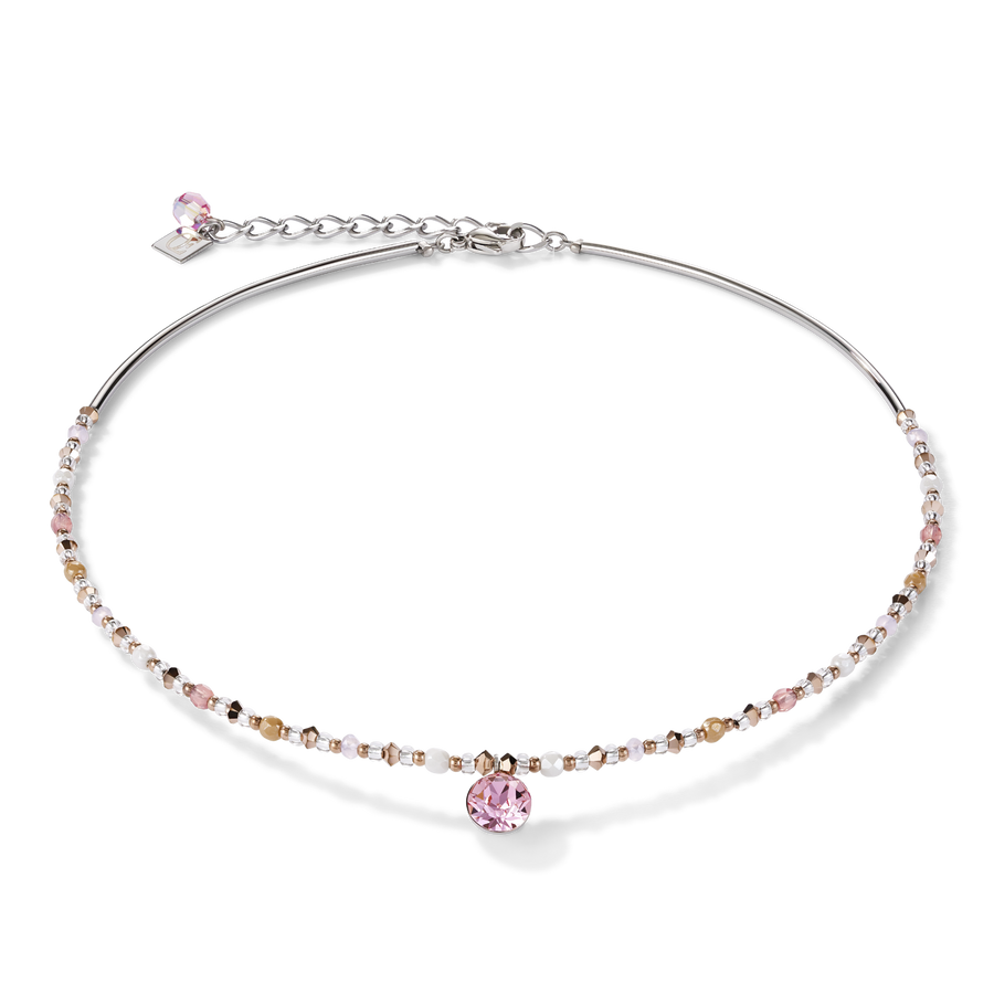Necklace Crystals & stainless steel light rose