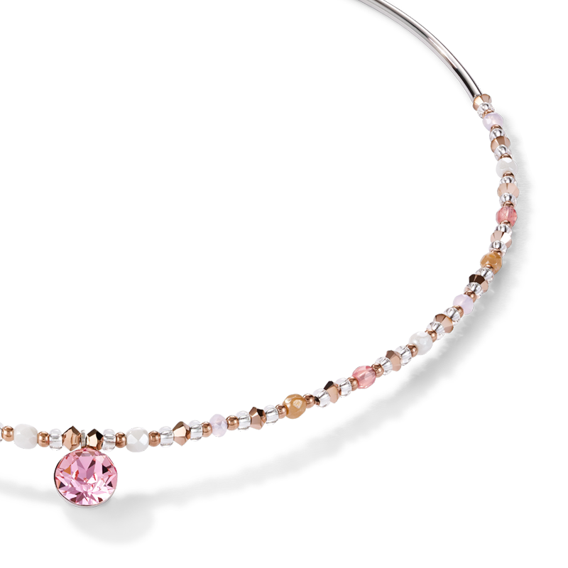 Necklace Crystals & stainless steel light rose