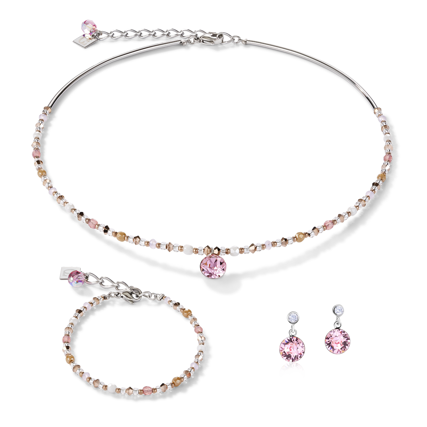 Bracelet Crystals & stainless steel light rose