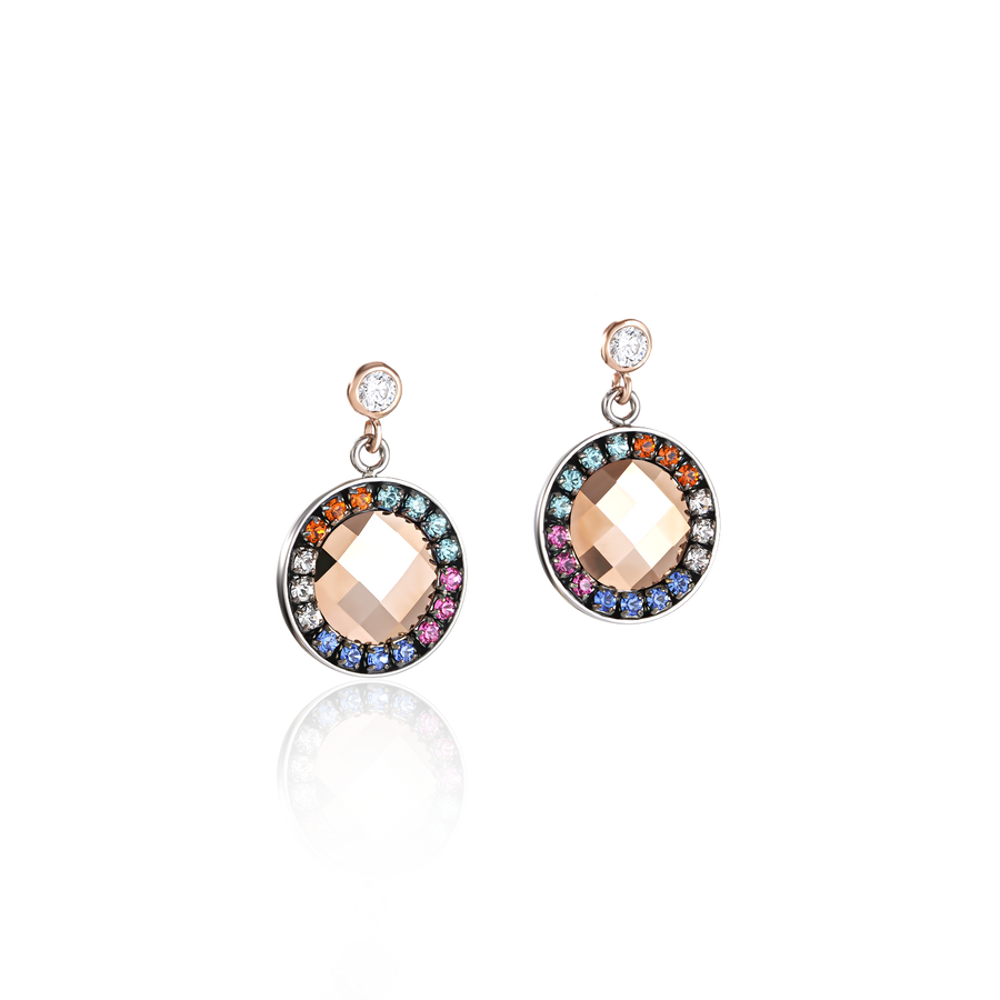 Earrings Amulet Crystals & mesh multicolour