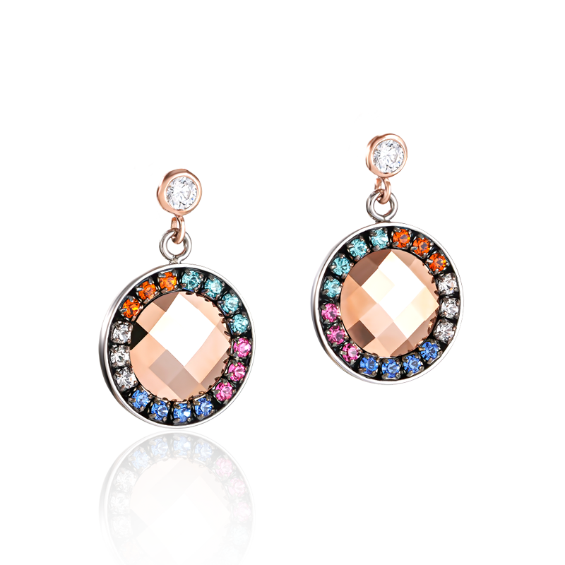 Earrings Amulet Crystals & mesh multicolour