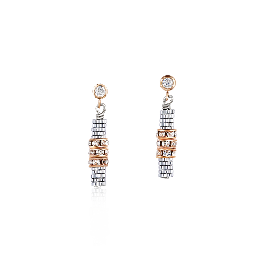 Earrings Haematite & rhinestone crystal