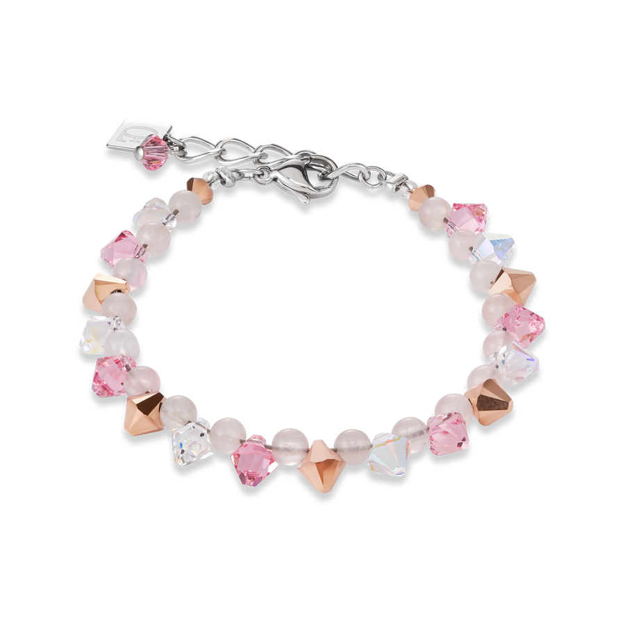 Bracelet Crystals & rose quartz light rose