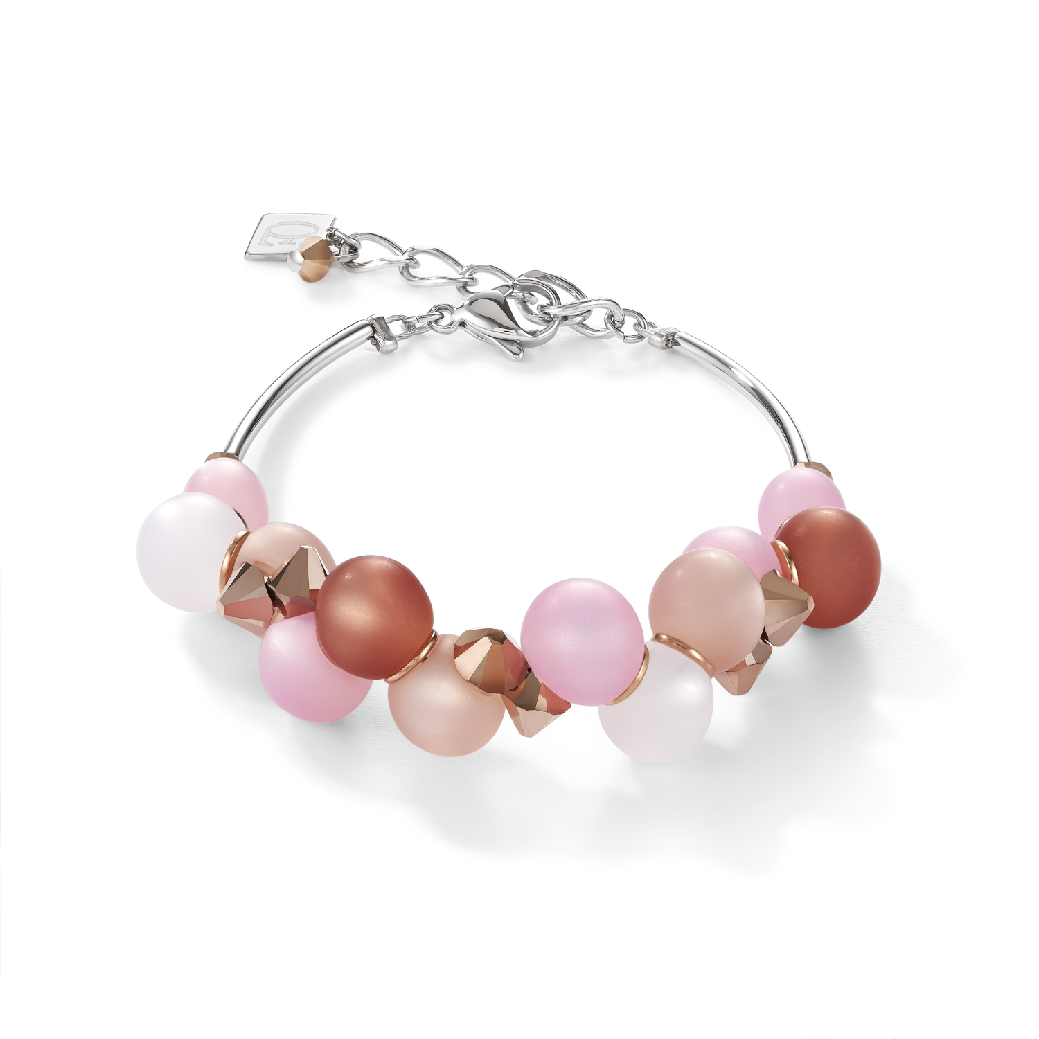 Bracelet Polaris, Crystals & stainless steel rose-beige