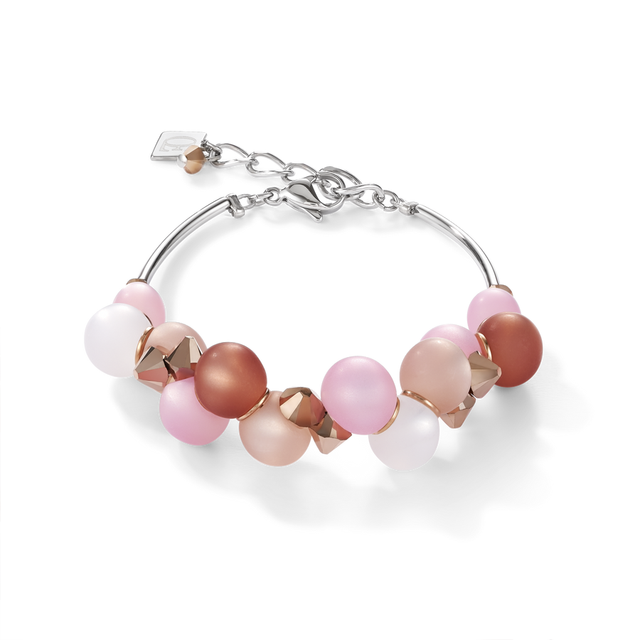 Bracelet Polaris, Crystals & stainless steel rose-beige