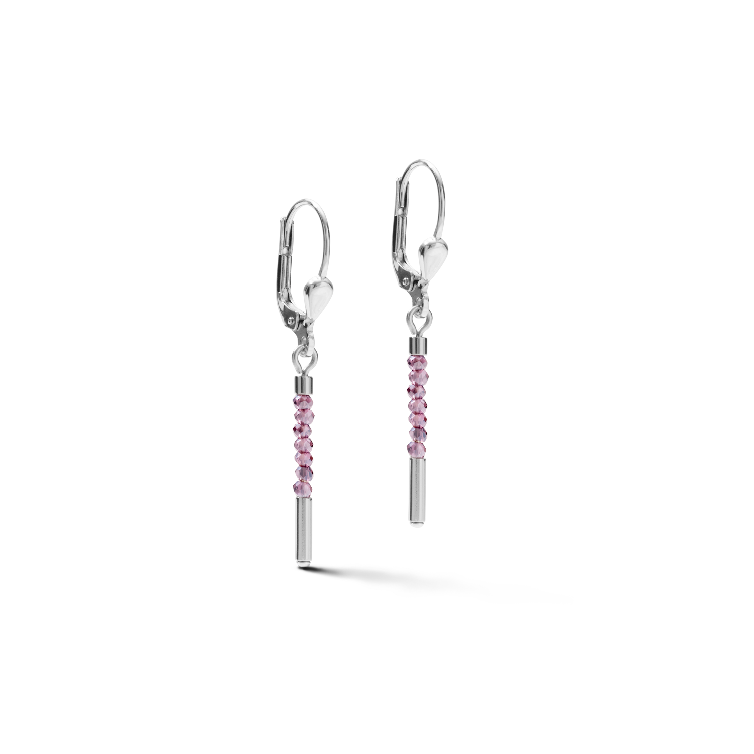 Earrings Waterfall small stainless steel & glass lilac