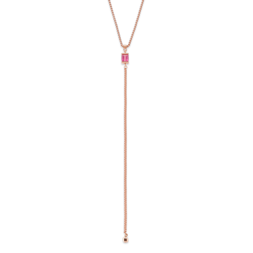 Necklace Stainless Steel rose gold & Crystals rose