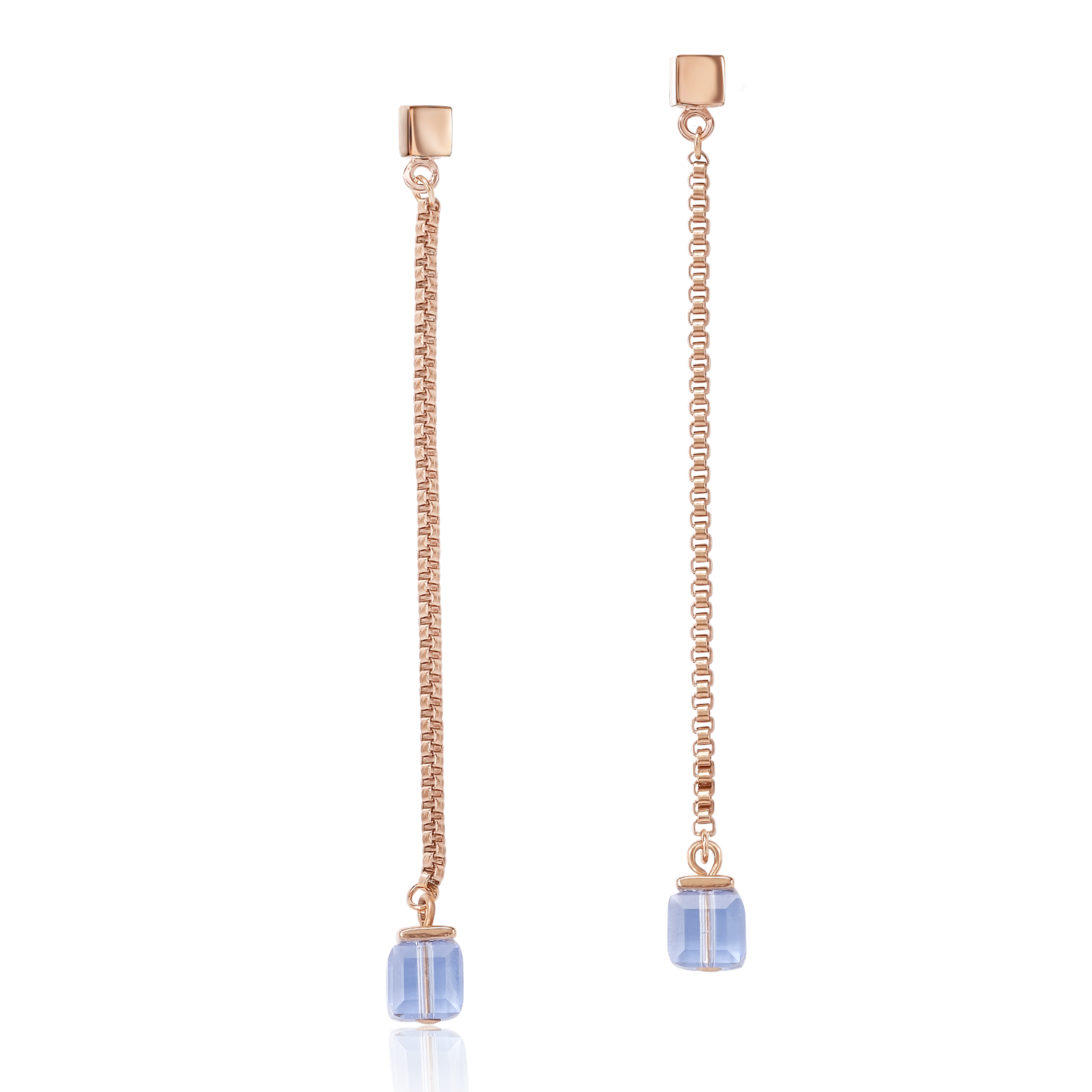 Earrings Stainless Steel rose gold & Crystals light blue
