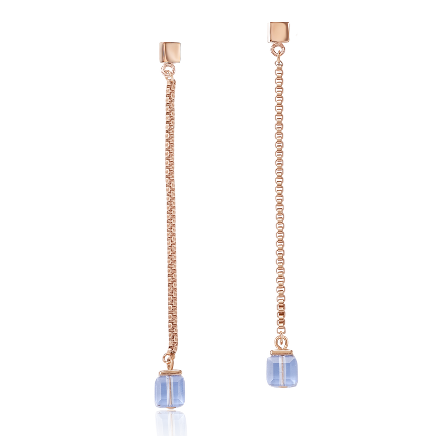 Earrings Stainless Steel rose gold & Crystals light blue