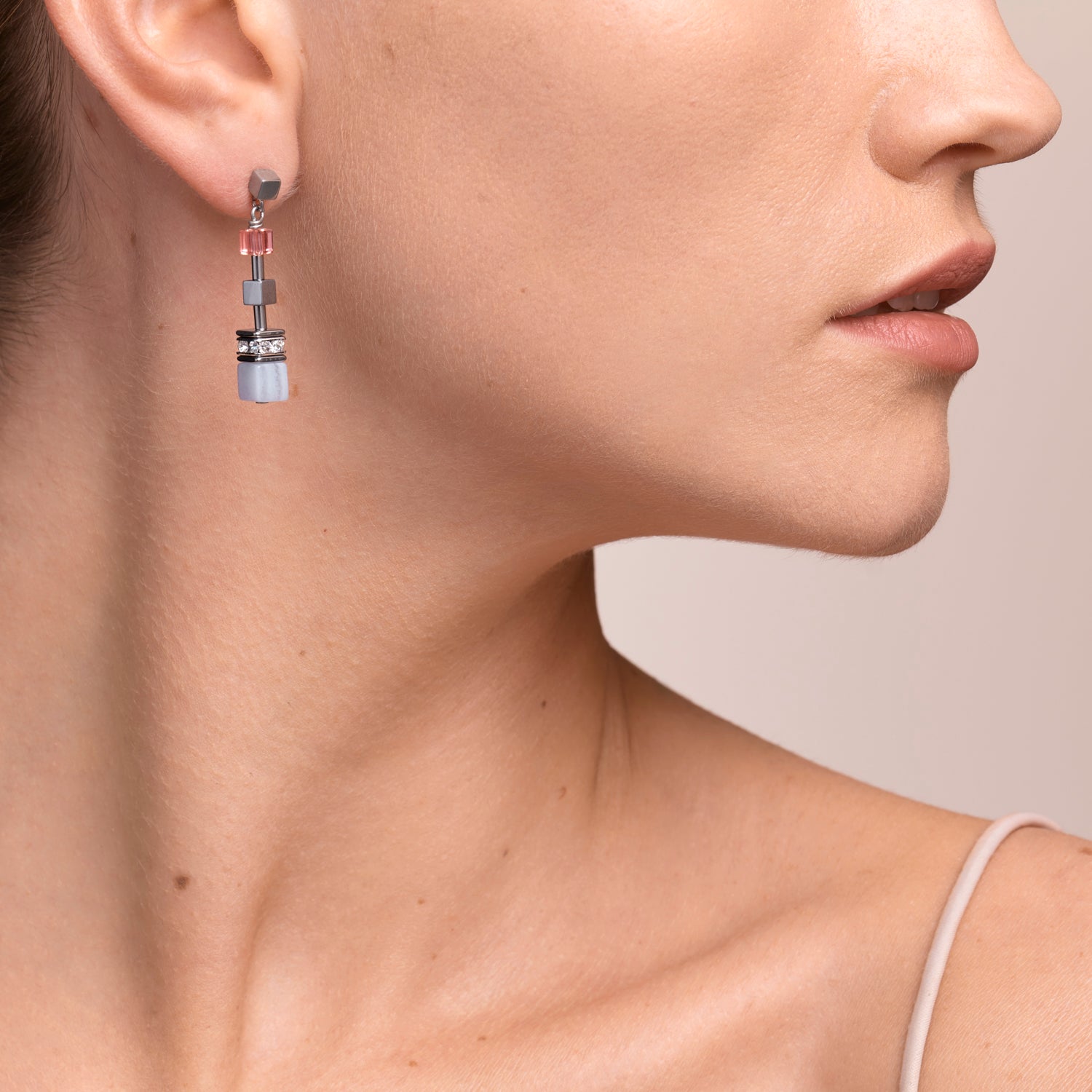 Earrings GeoCUBE® Multitask summer multi pastel-silver
