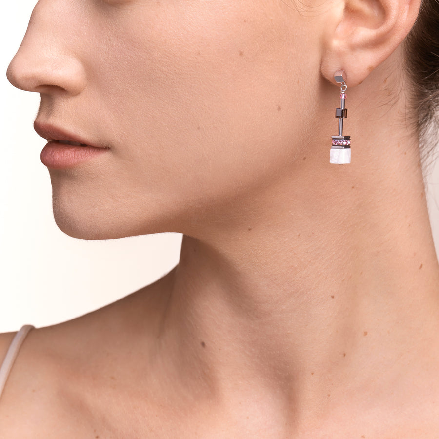 Earrings GeoCUBE® medium rose-white