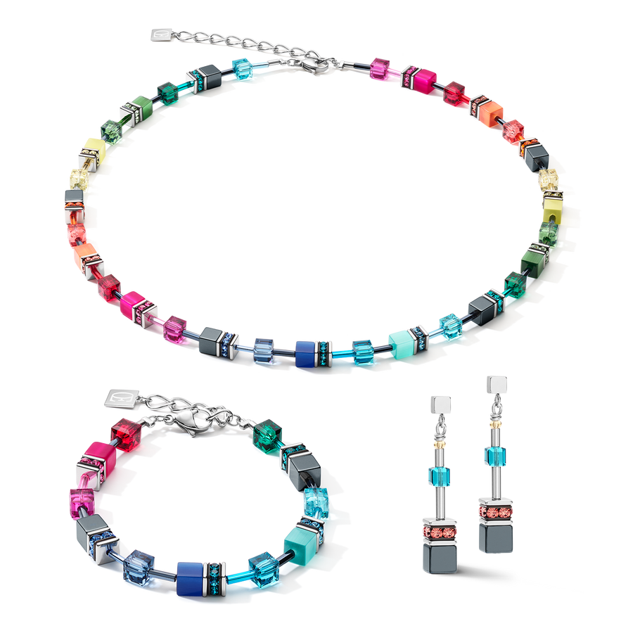 Earrings GeoCUBE® medium multicolour rainbow