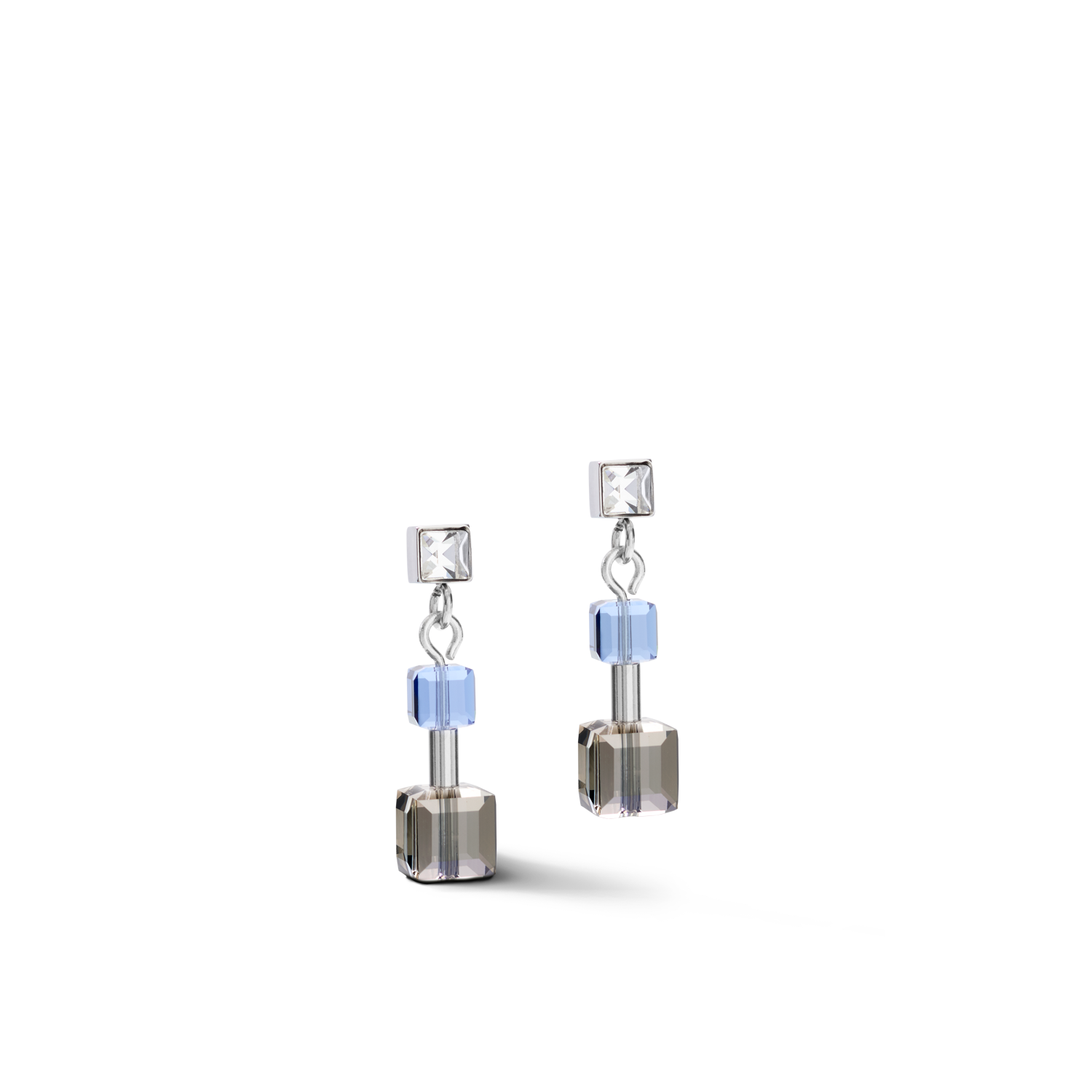 Earrings GeoCUBE® minimalist crystals blue