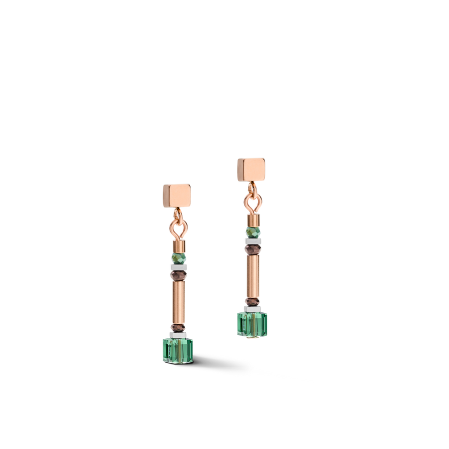 Earrings GeoCUBE® shades of green-petrol