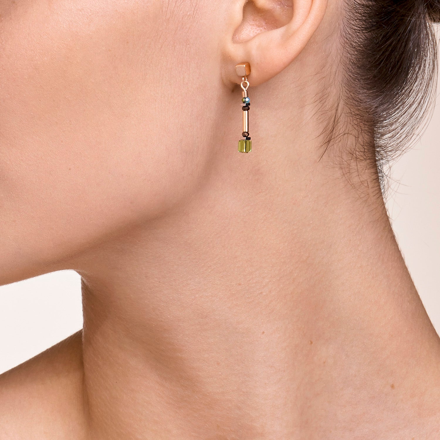 Earrings GeoCUBE® shades of green-petrol