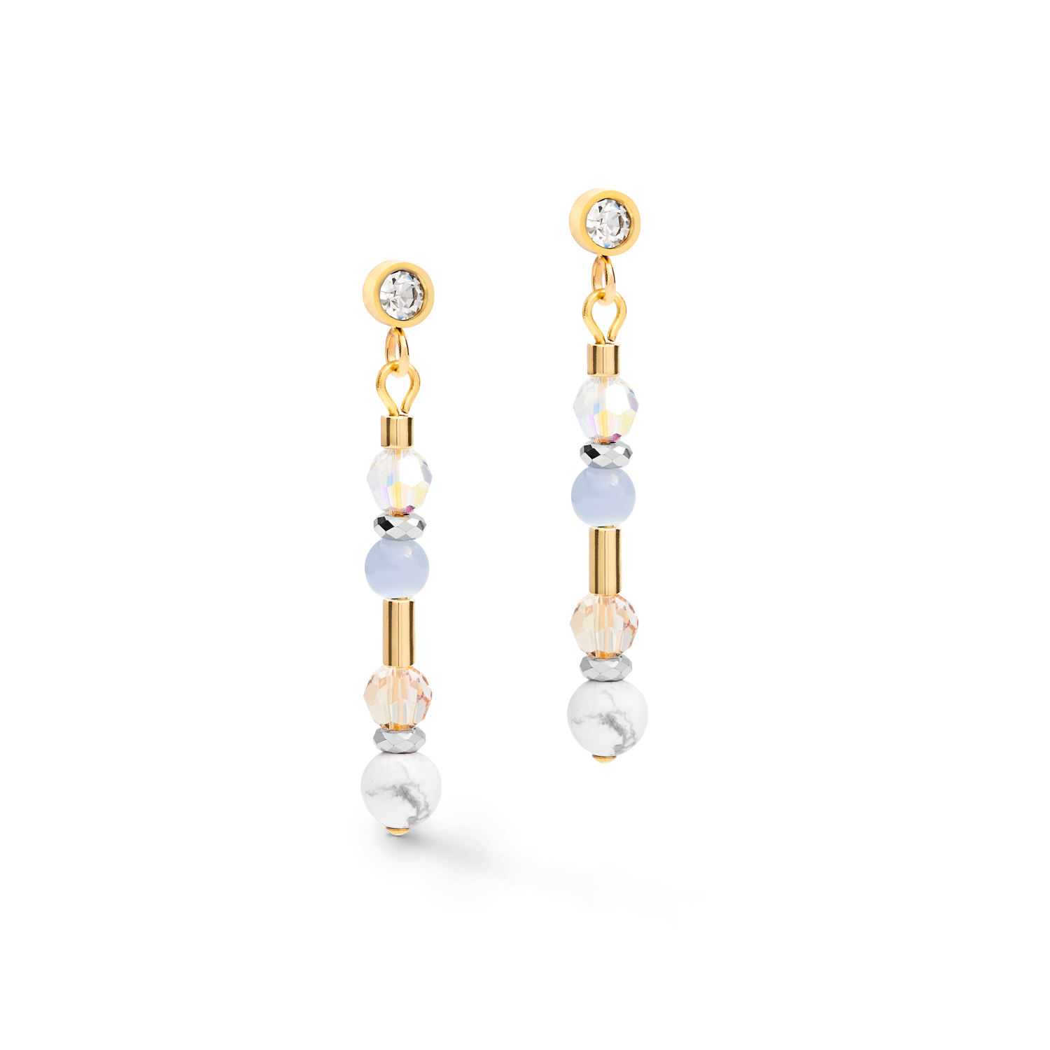 Earrings Gemstones Sphere couples mini blue-gold