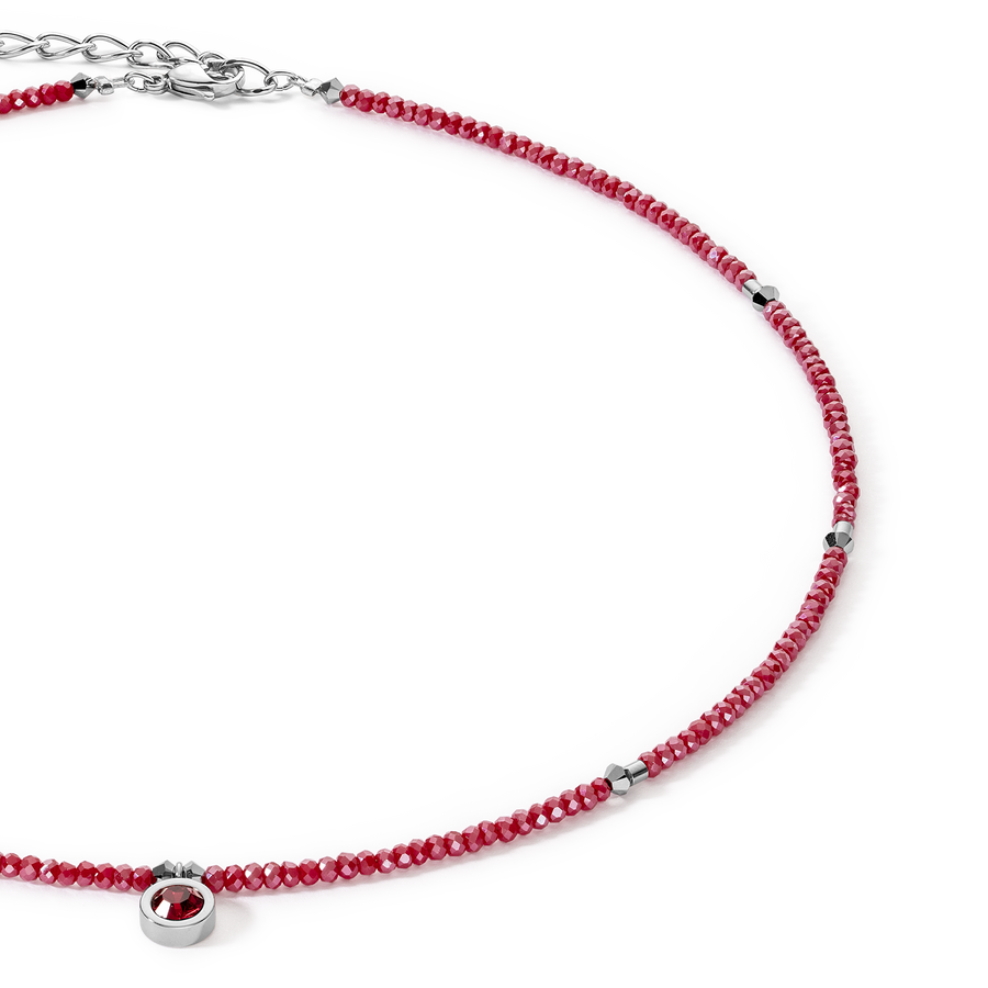 Sparkling Dot Delicate necklace rose silver & red