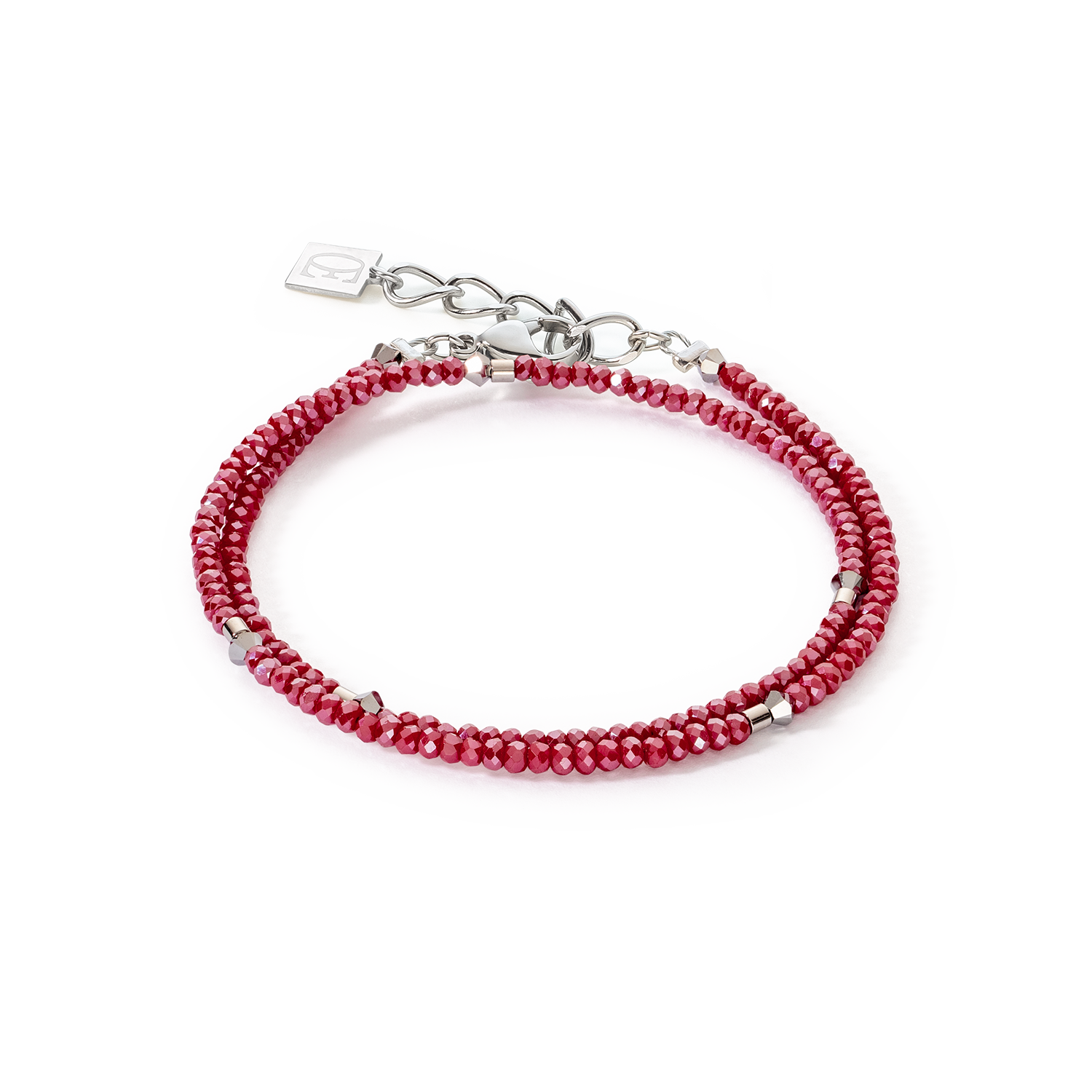 Sparkling Dot Delicate bracelet rose silver & red