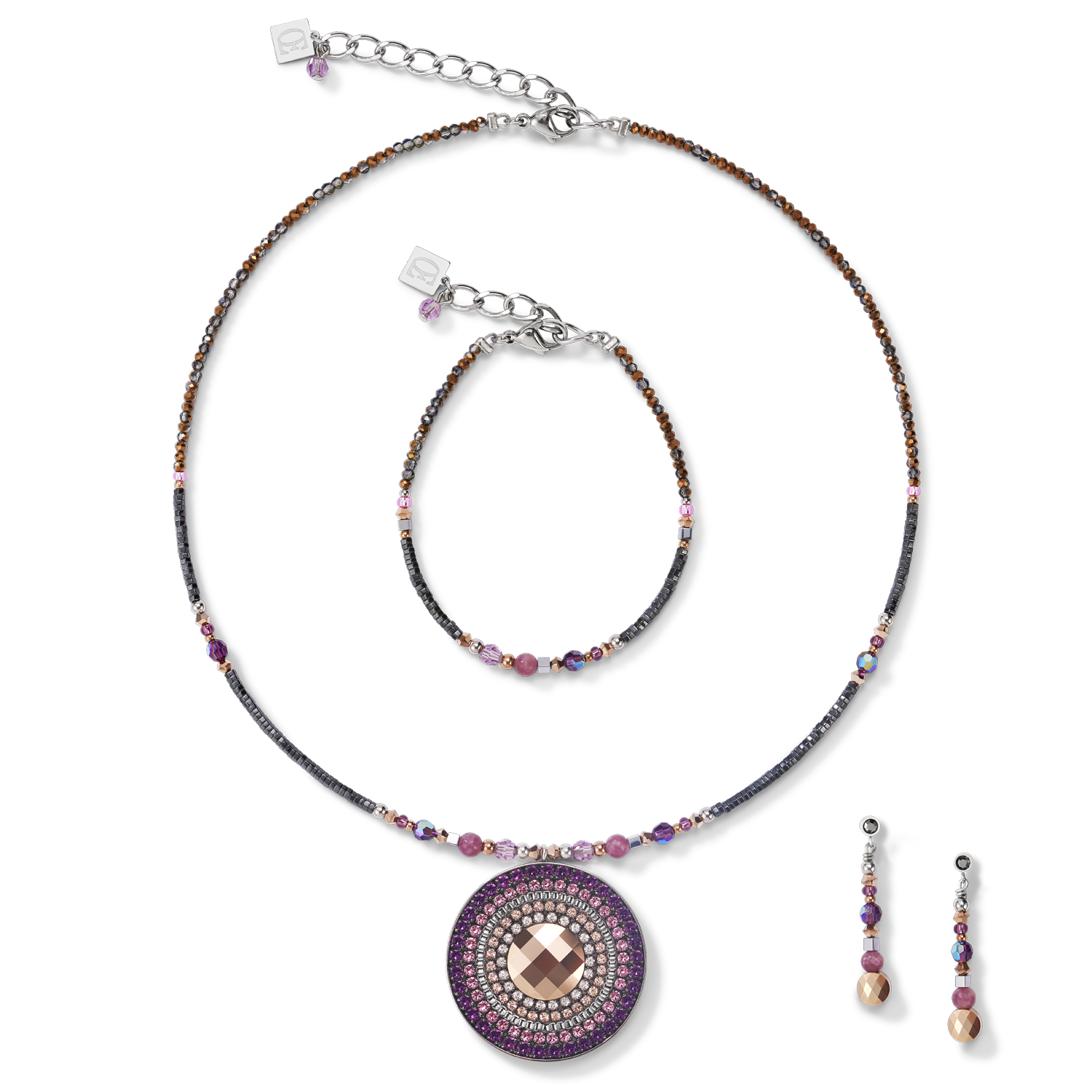 Necklace Amulet small Crystals & lepidolite amethyste