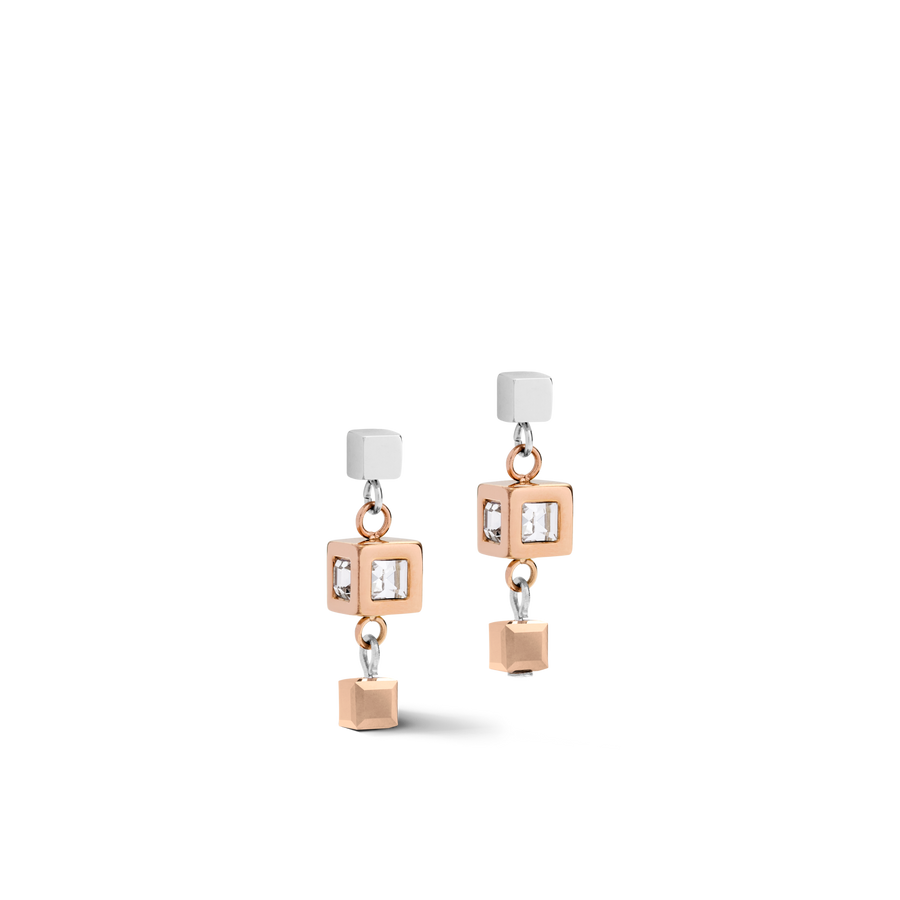 Earrings GeoCUBE® cluster rose gold