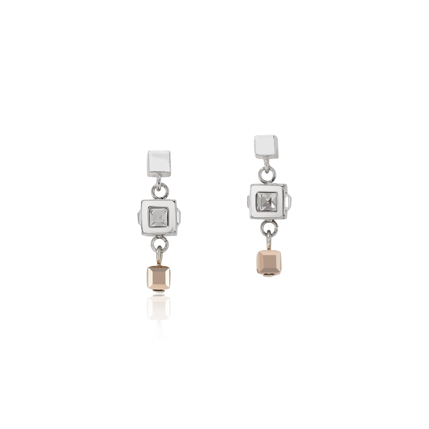 Earrings GeoCUBE® cluster silver-rose gold