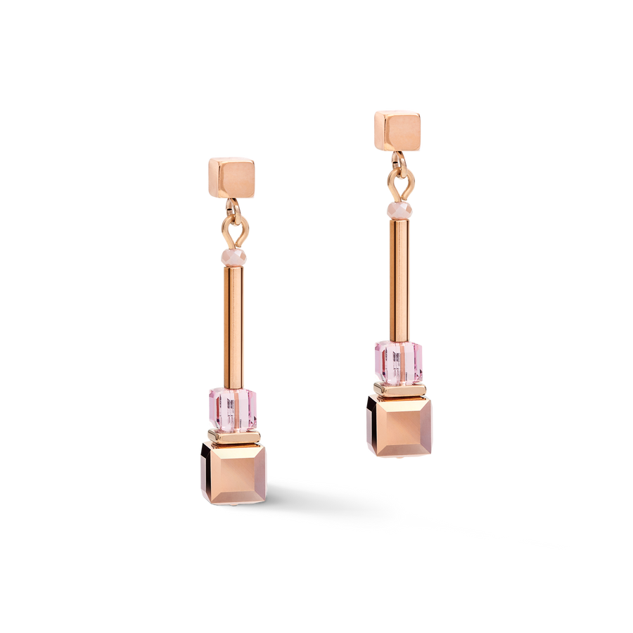 Earrings GeoCUBE® frontline rose gold-lilac