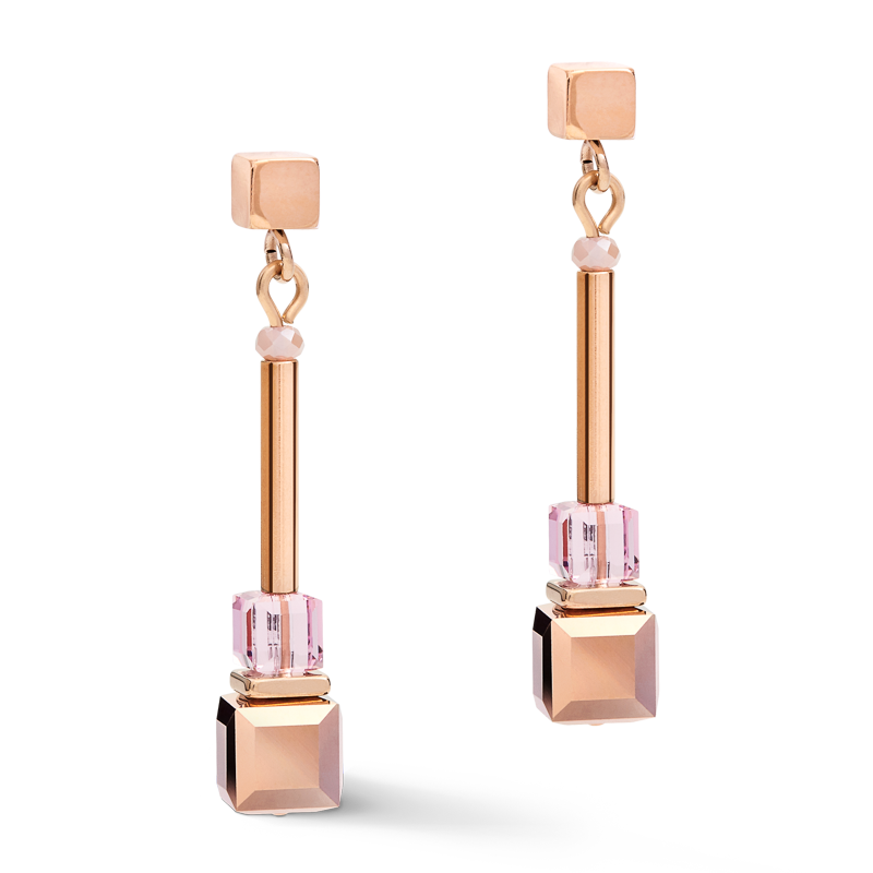 Earrings GeoCUBE® frontline rose gold-lilac