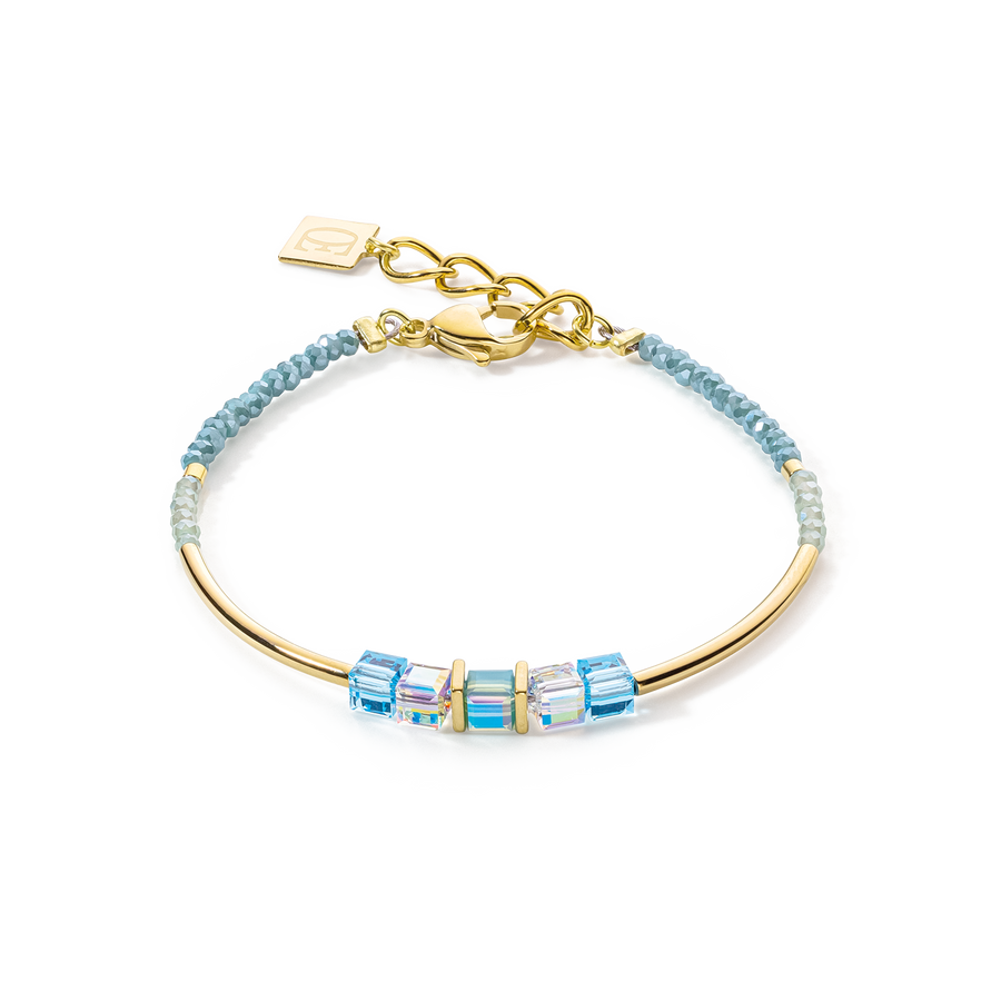 Cube Story Minimalistic bracelet gold-turquoise