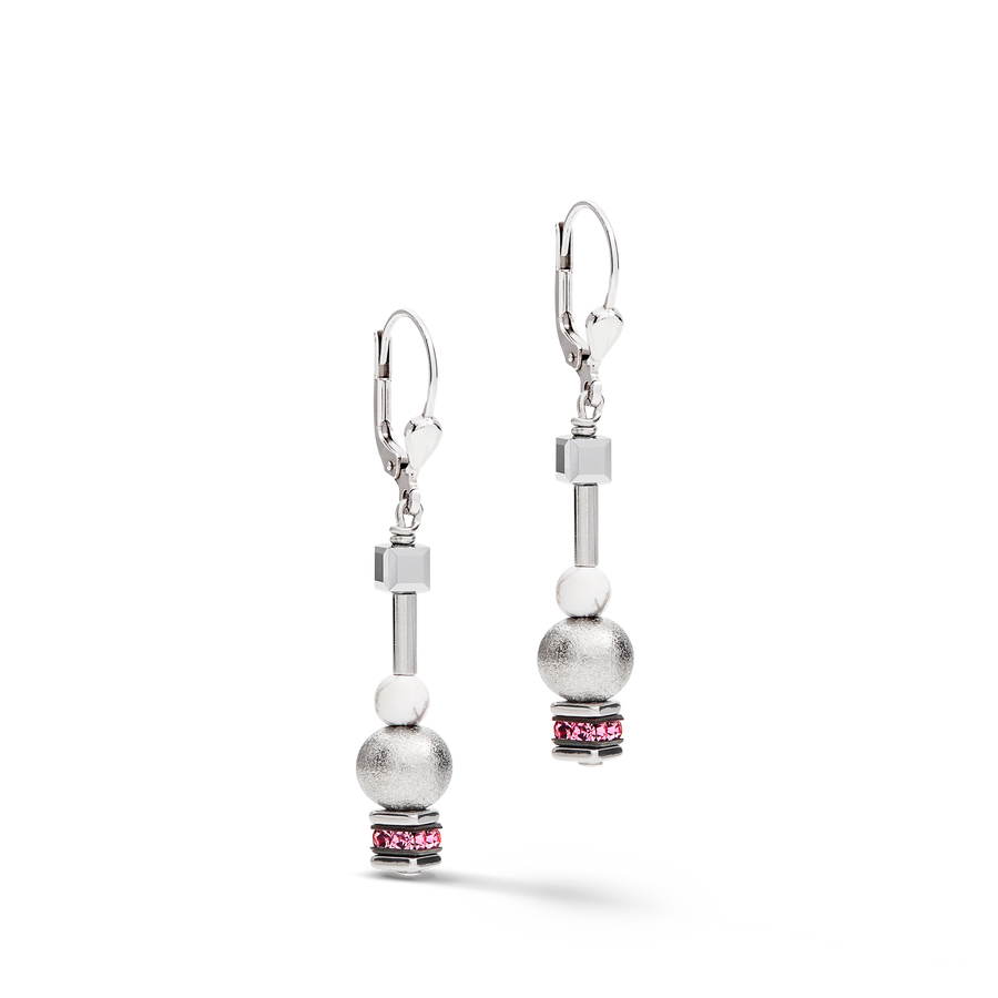 Earrings Pearls & Cubes gemstones silver-rose