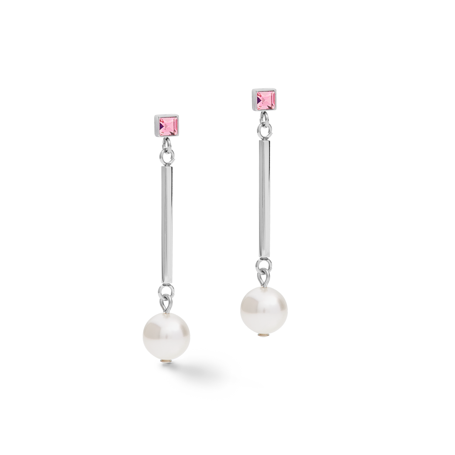 Earrings Crystal Pearls, Crystals & stainless steel silver-rose