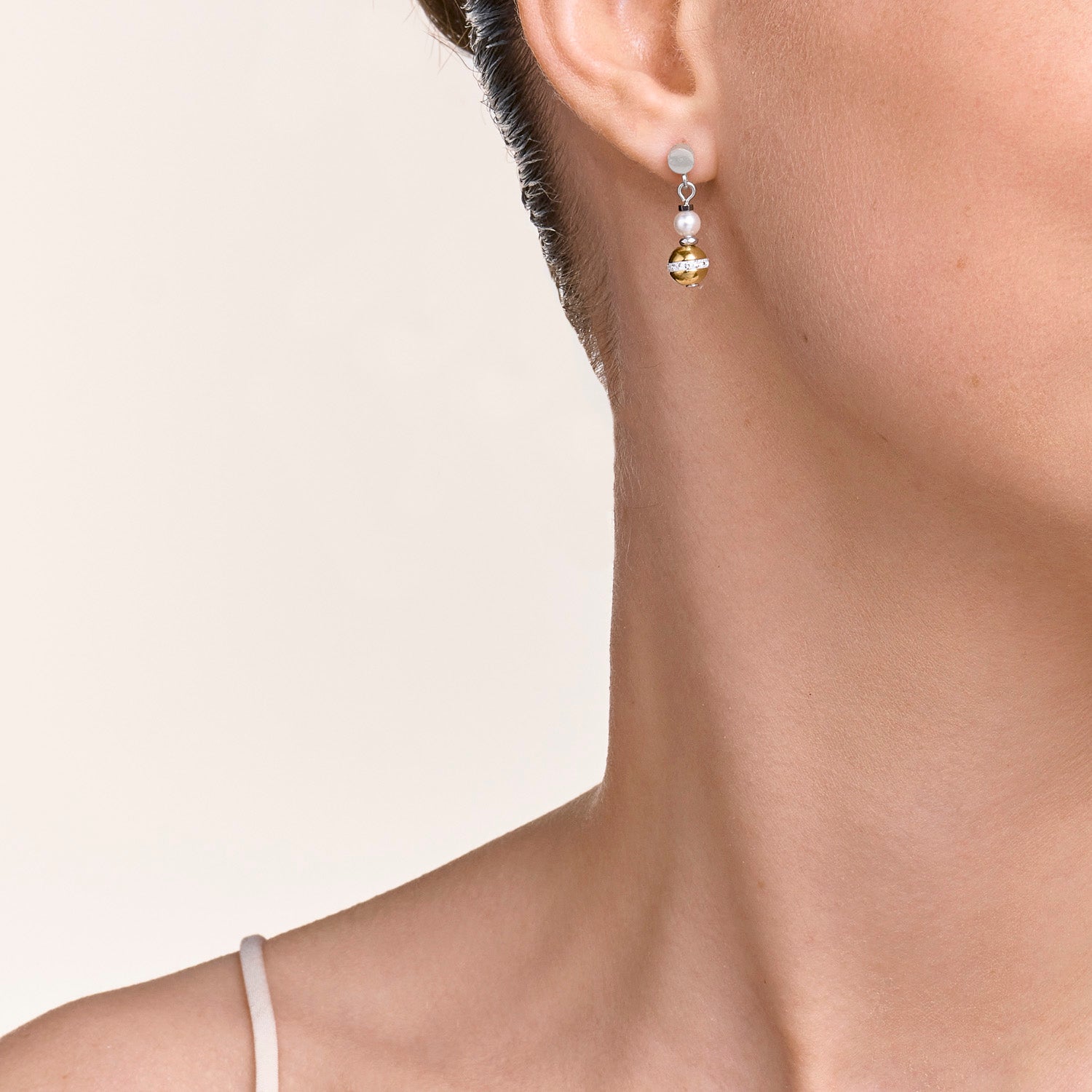 Earrings Ball Gemstones & Crystal Pearls grey-gold