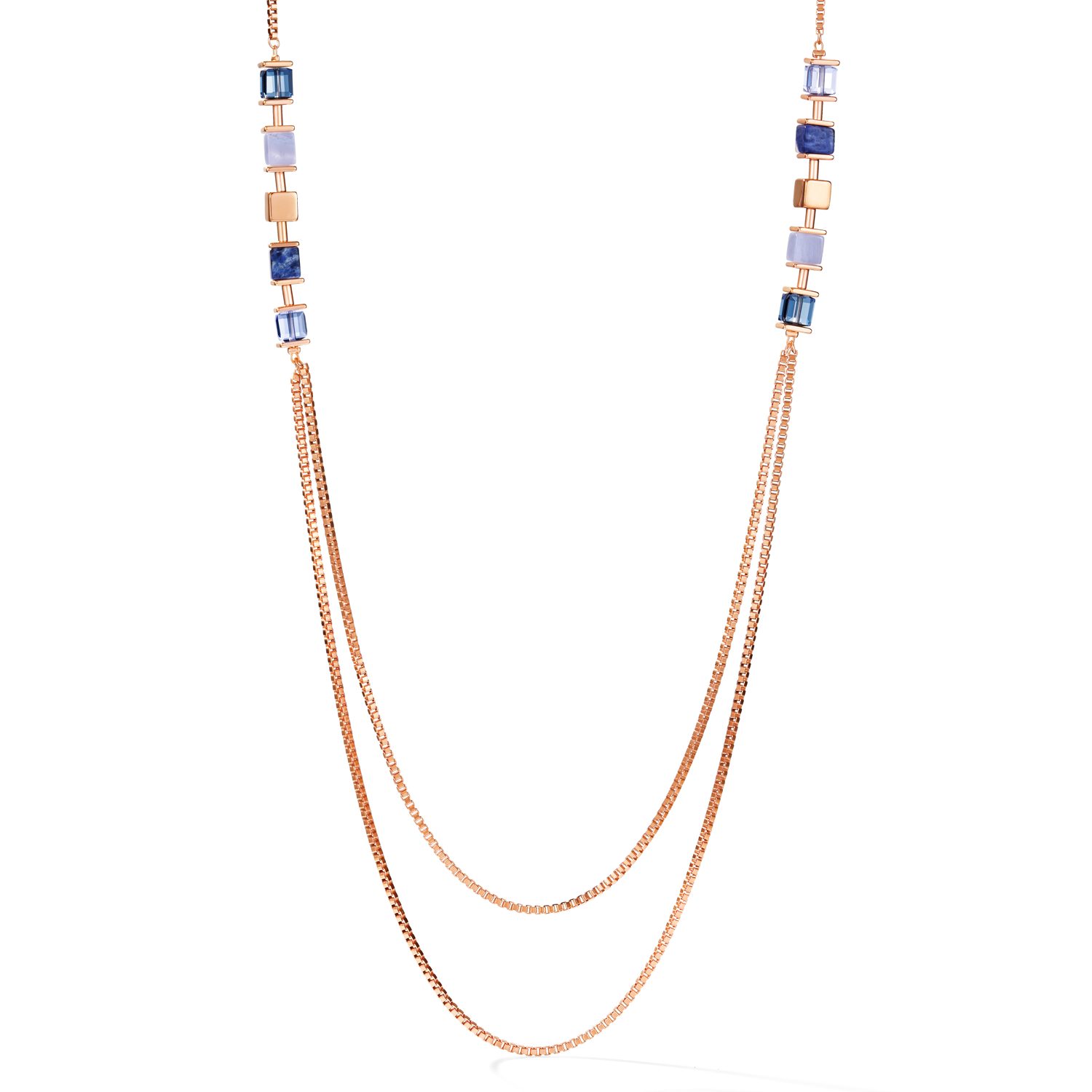 Necklace GeoCUBE® & chain large blue