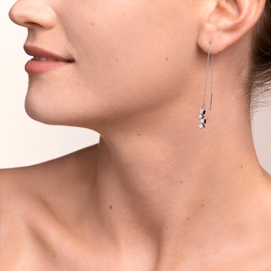 Earrings Dancing GeoCUBE® small stainless steel silver