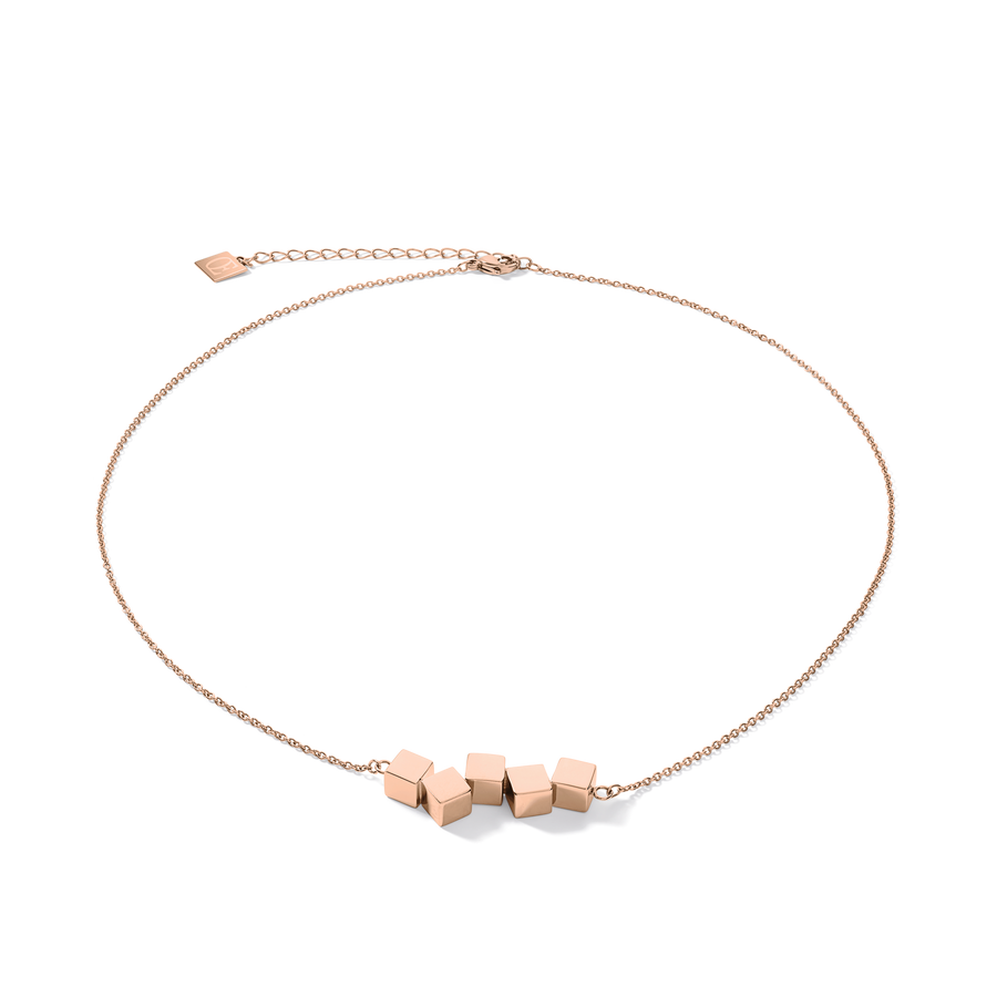 Necklace Dancing GeoCUBE® stainless steel rose gold
