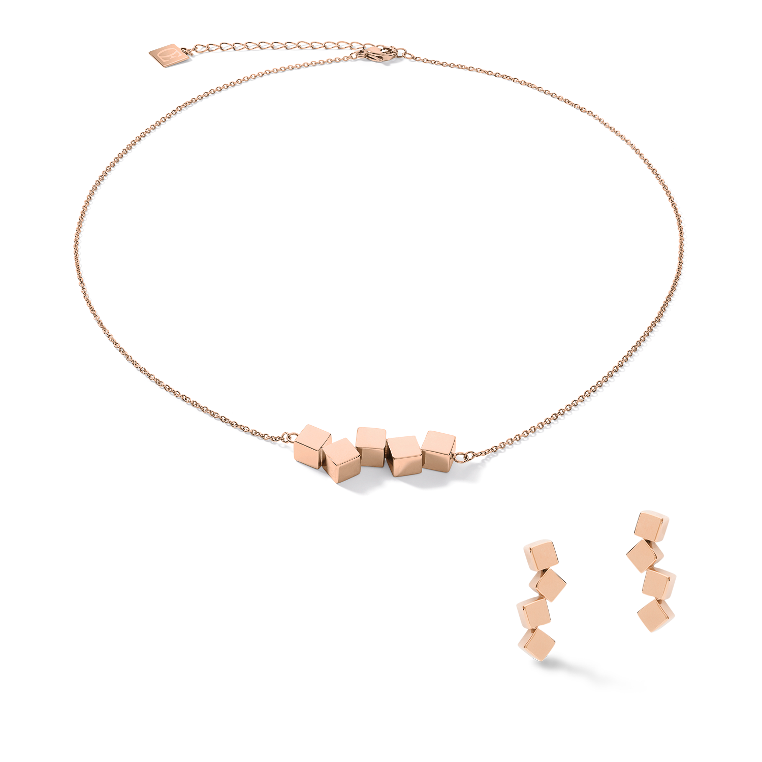 Earrings Dancing GeoCUBE® stainless steel rose gold