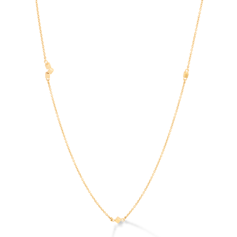 Necklace Dancing GeoCUBE® small chain long stainless steel gold