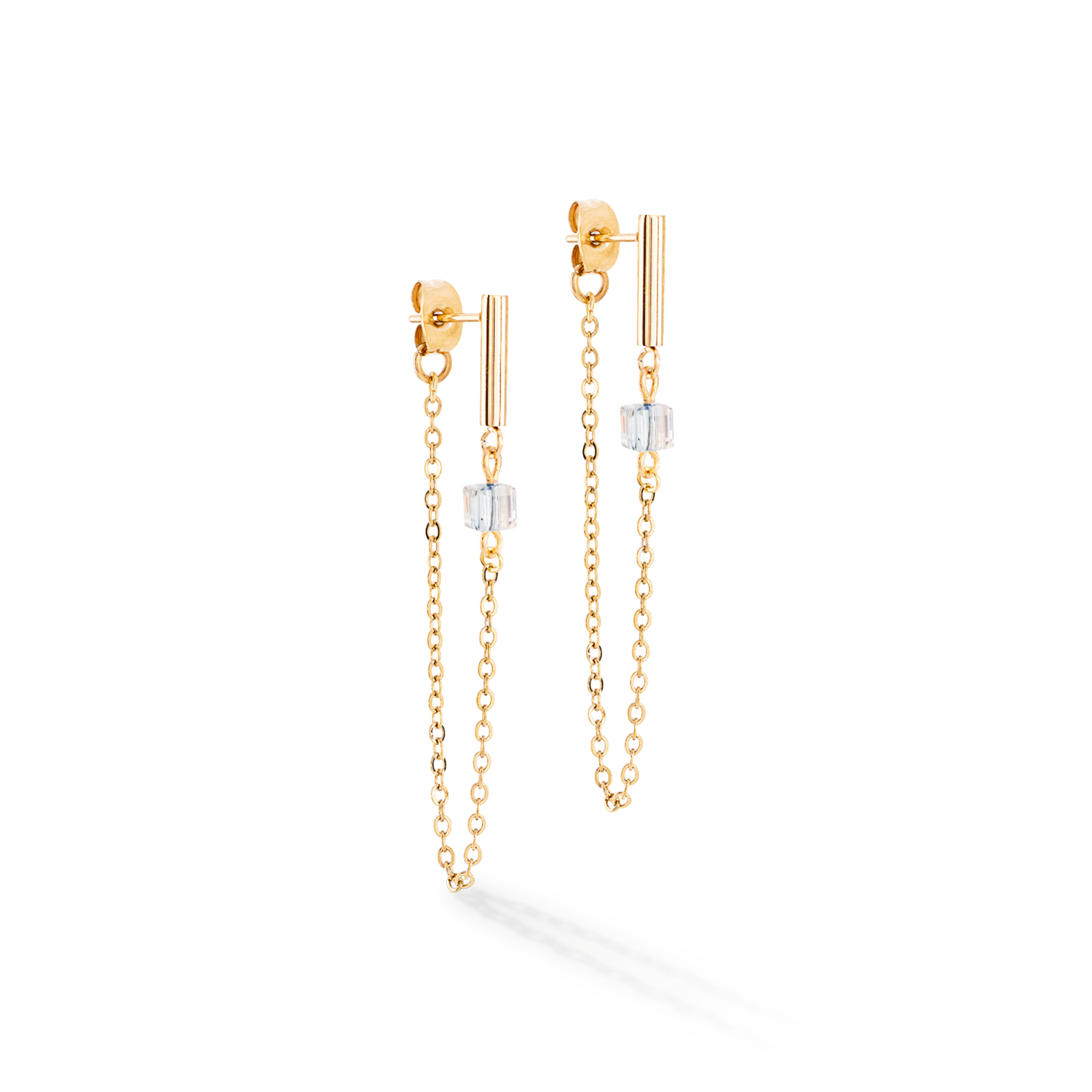 Earrings Mini Cubes & Chain gold-black