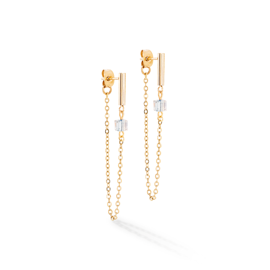 Earrings Mini Cubes & Chain gold-black