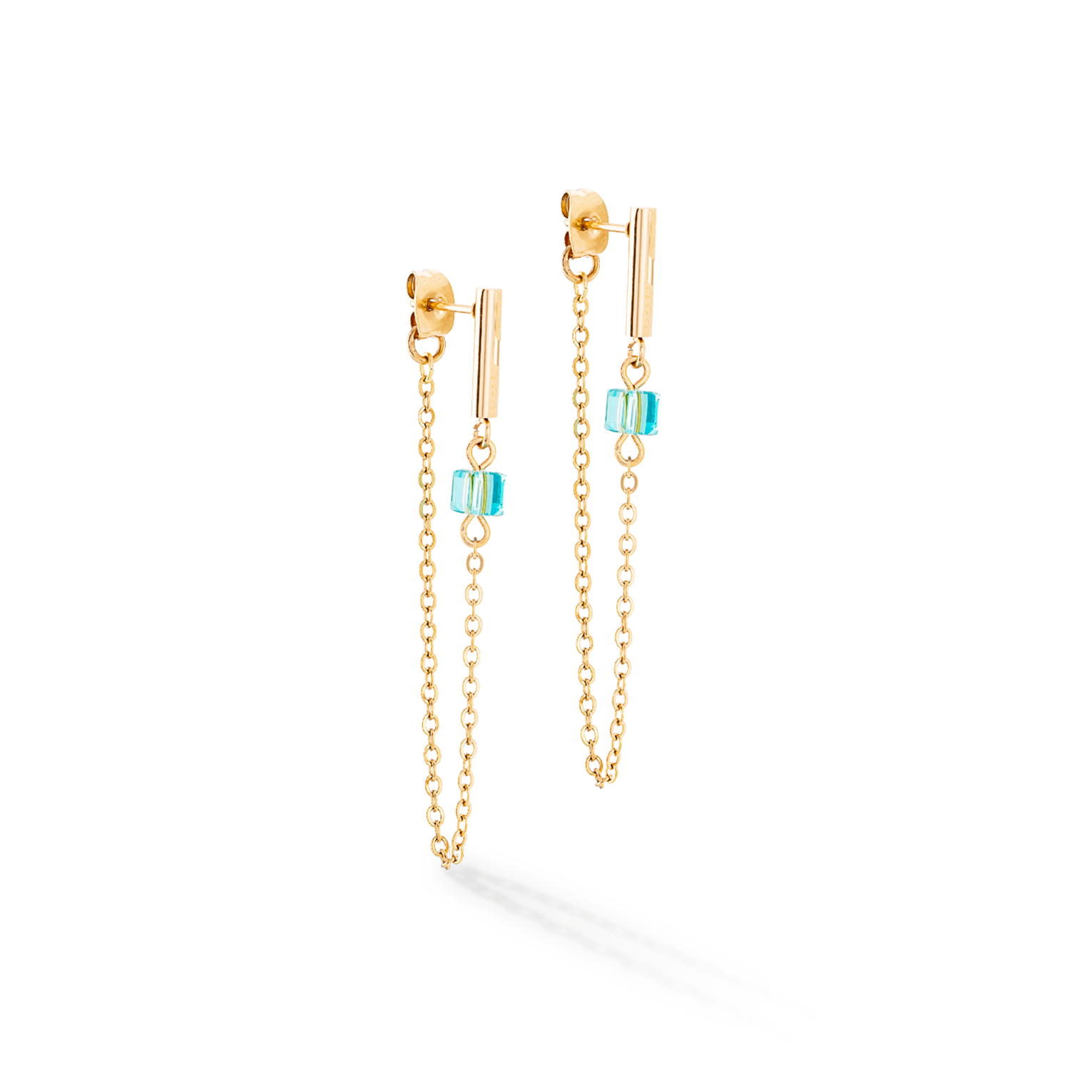Earrings Mini Cubes & Chain gold-multicolour