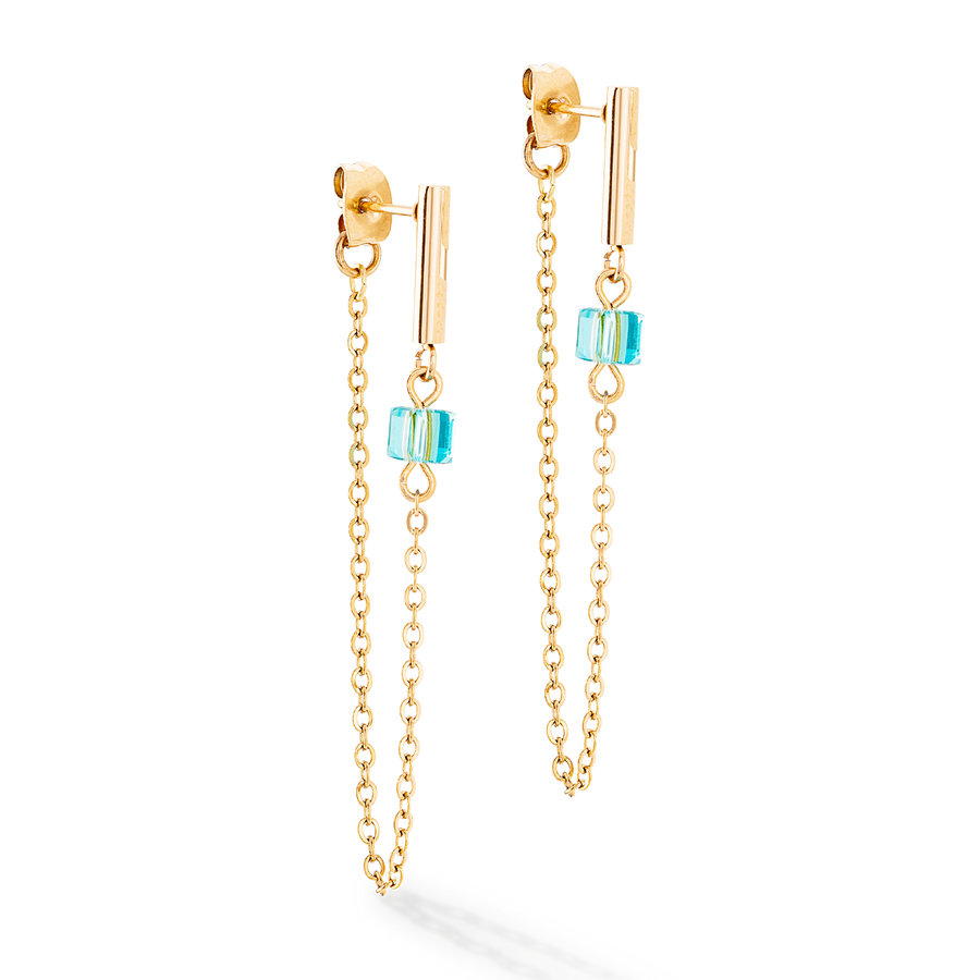 Earrings Mini Cubes & Chain gold-multicolour