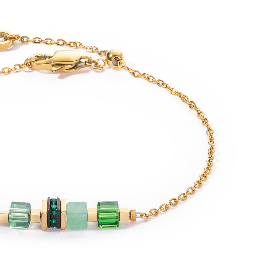 Bracelet Mini Cubes & Chain gold-green