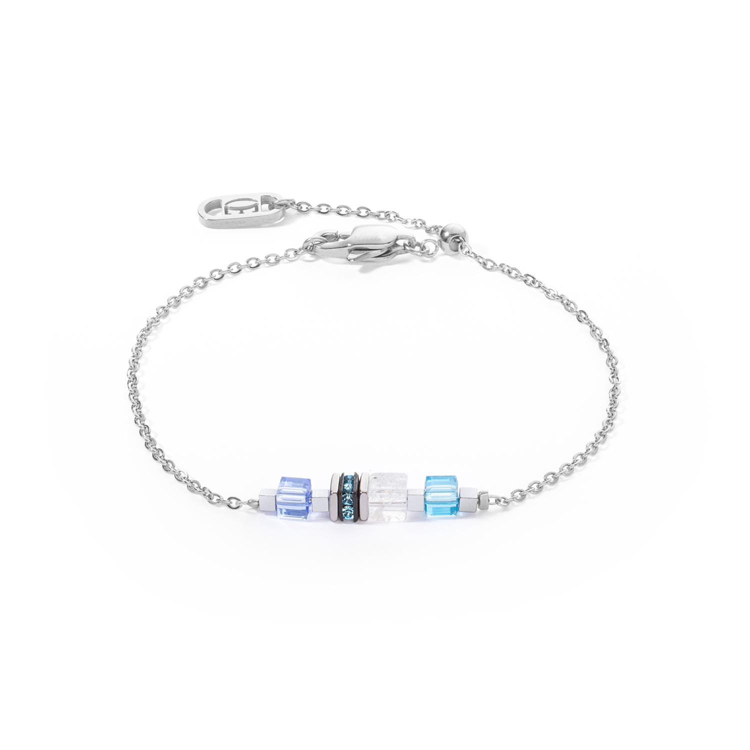 Bracelet Mini Cubes & Chain silver-blue