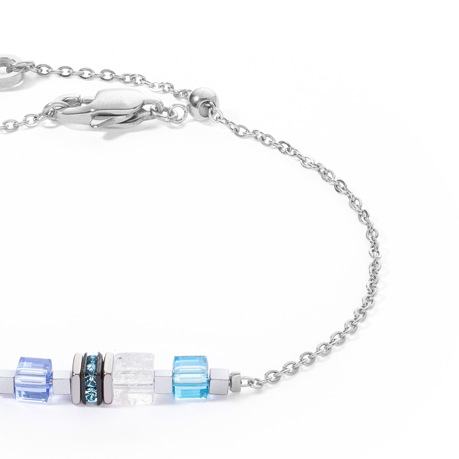 Bracelet Mini Cubes & Chain silver-blue
