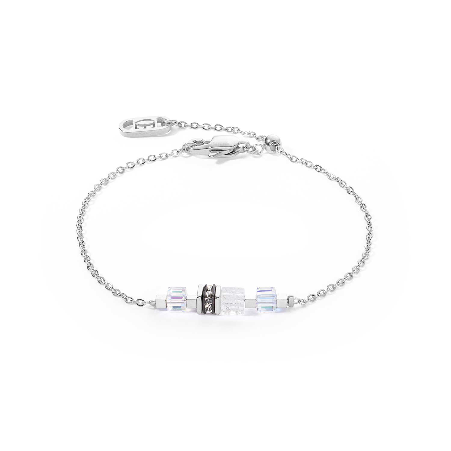 Bracelet Mini Cubes & Chain silver-white