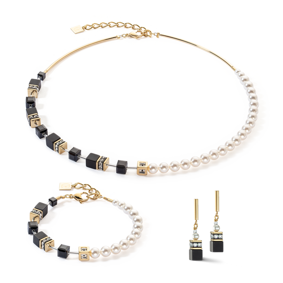 GeoCUBE® Precious Fusion Pearls necklace black-gold