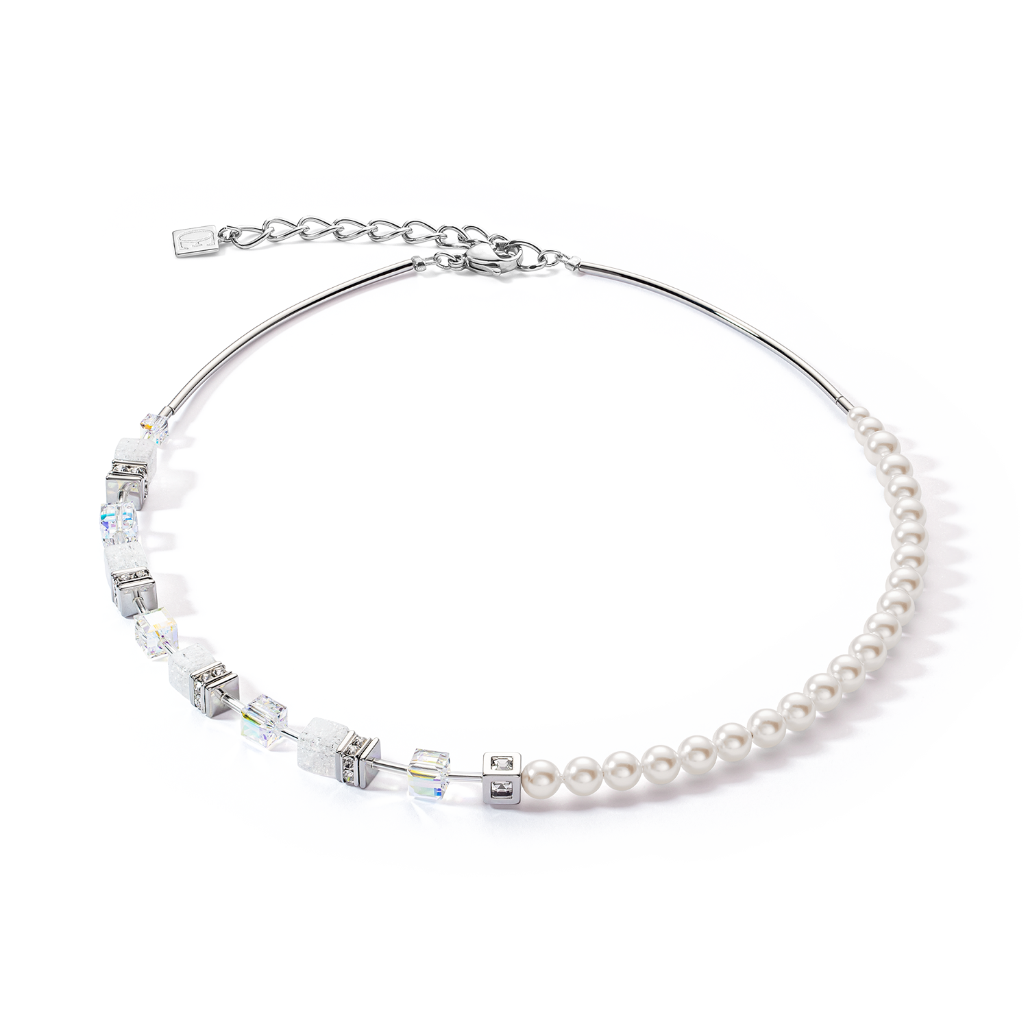GeoCUBE® Precious Fusion Pearls necklace white