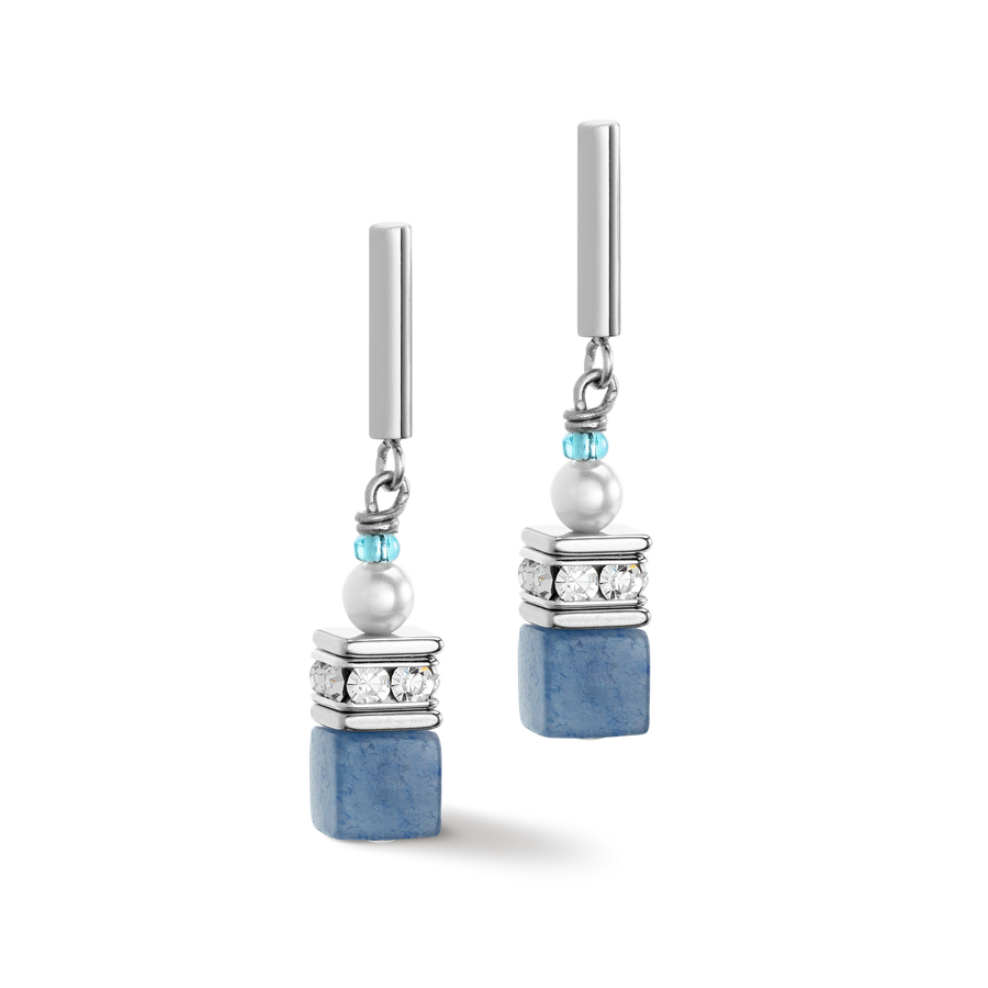 GeoCUBE® Precious Fusion Pearls earrings aqua blue