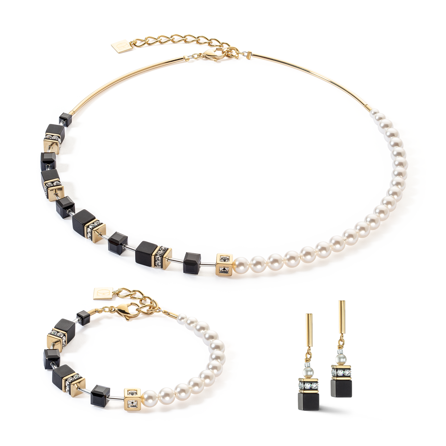 GeoCUBE® Precious Fusion Pearls bracelet black-gold