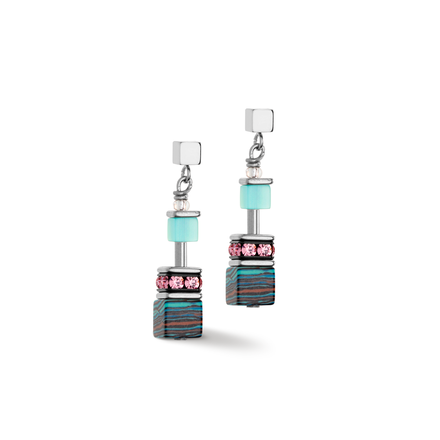 GeoCUBE® Candy earrings aqua pink