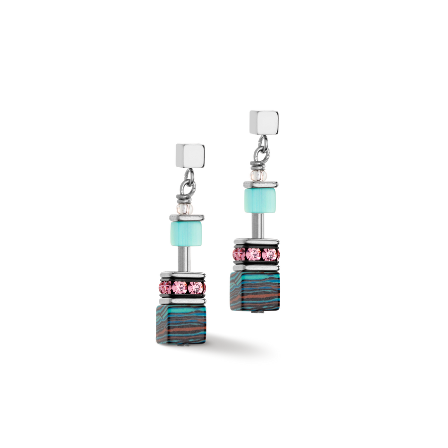 GeoCUBE® Candy earrings aqua pink